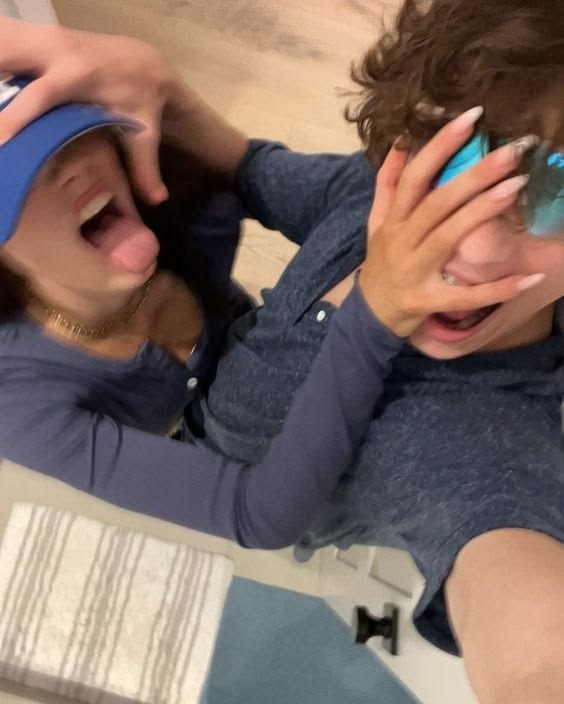 A couple laughing together